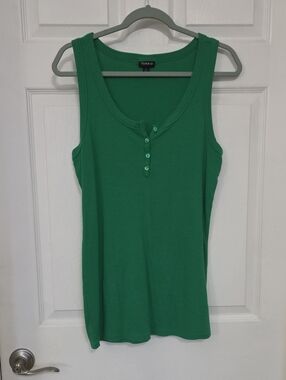 torrid Kelly Green Ribbed Henley Tank